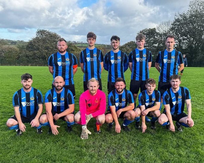 CPD Felinfach First Team celebrates a 3-2 victory over Llandudoch, extending their unbeaten run to eleven matches.