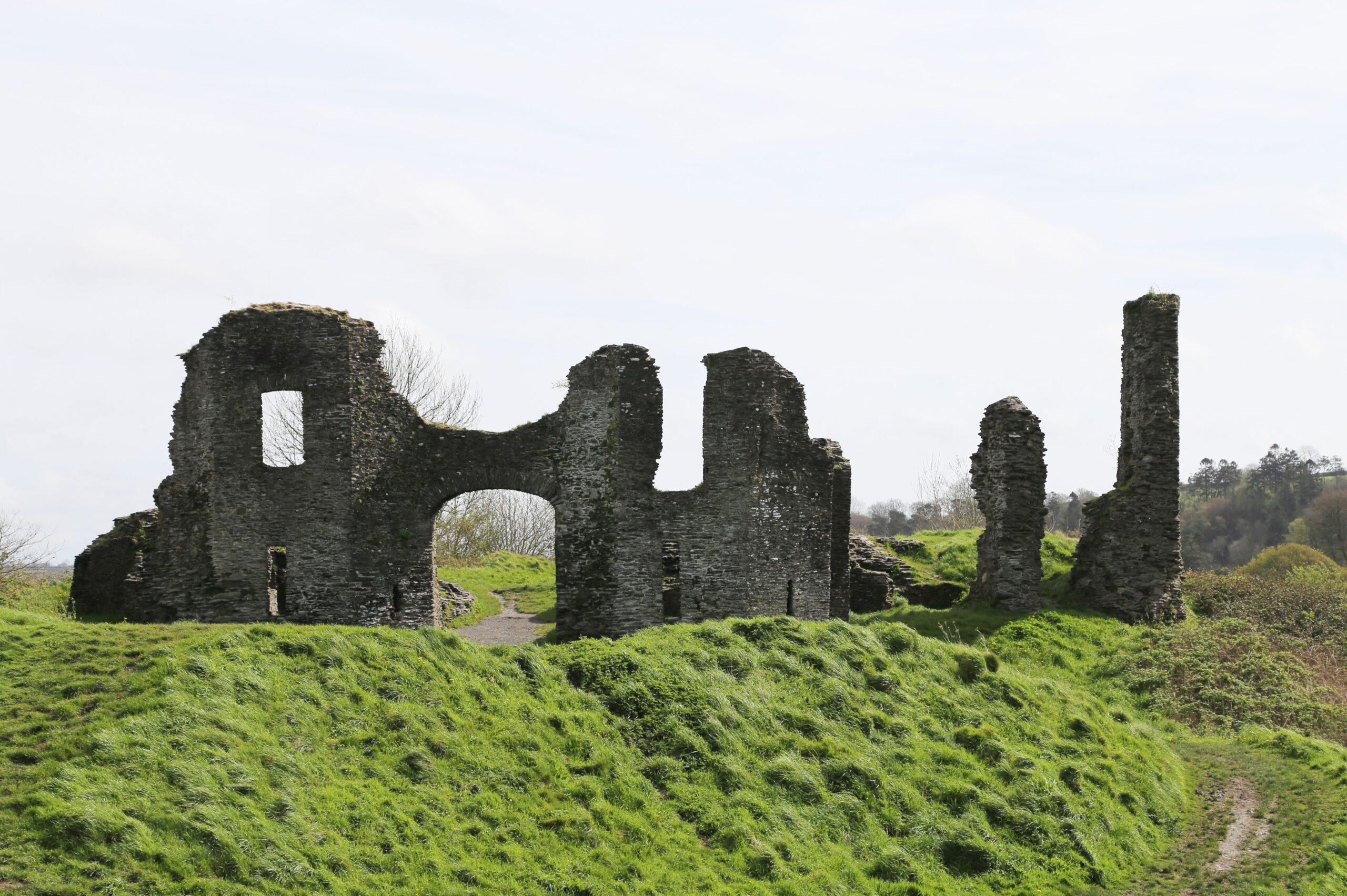 Newcastle Emlyn Castleruins, overlooking the river Teifi in Carmarthenshire, West Wales - symbolising resilience and local heritage