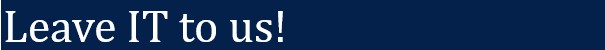 Bcc IT familiar slogan "Leave IT to us!" in white lettering on a Navy Blue background that represents bcc colours