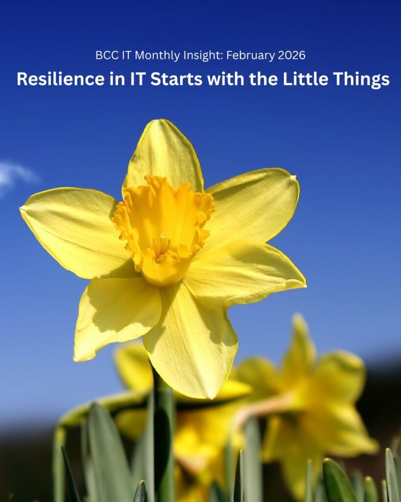 Yellow daffodil against blue sky representing resilient IT support and growth in IT support across Wales