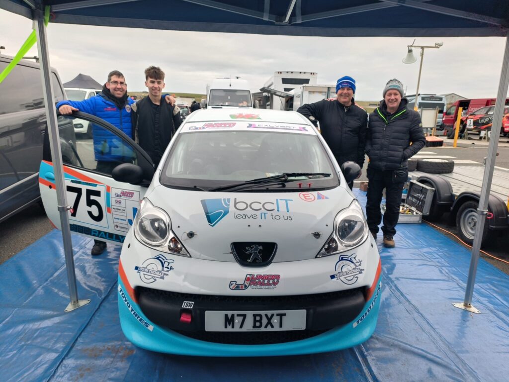 Ioan Thomas preparing for junior rally event in F1000 Championship paddock