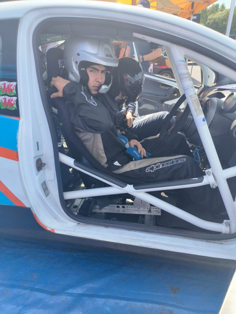 Ioan Thomas junior rally driver inside cockpit during rally stage