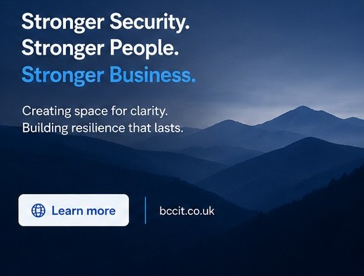 BCC IT closing graphic promoting stronger security, stronger people, and stronger business through clarity and resilience